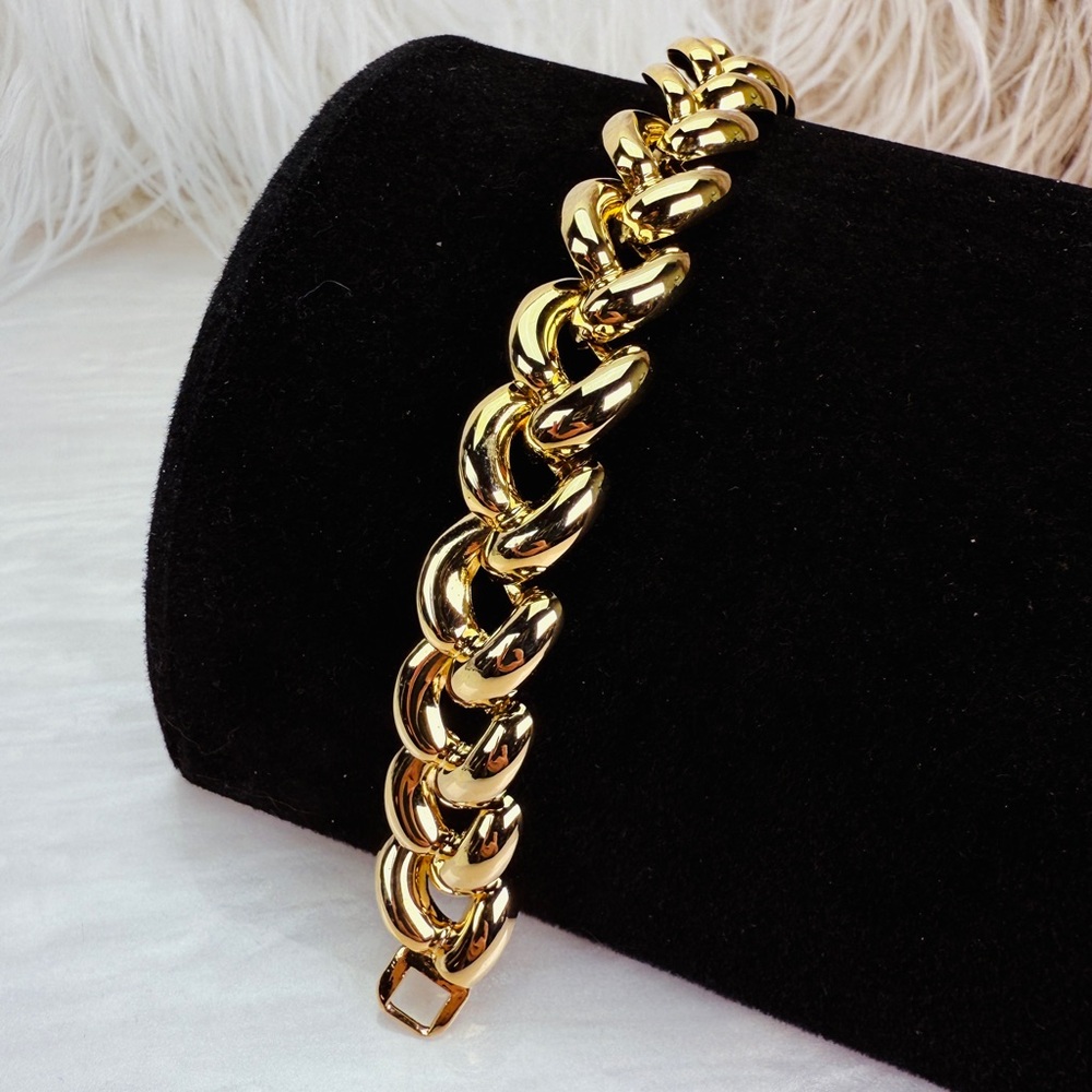 Goldtone Wideband Chunky Chain Bracelet